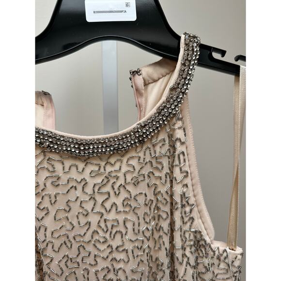NEW Mac Duggal 93742 Studded Halter Neckline Sheath Dress Nude size 4 - Picture 6 of 8